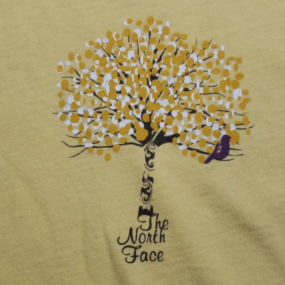 Vtg. The North Face Yellow Graphic Tree T-Shirt.